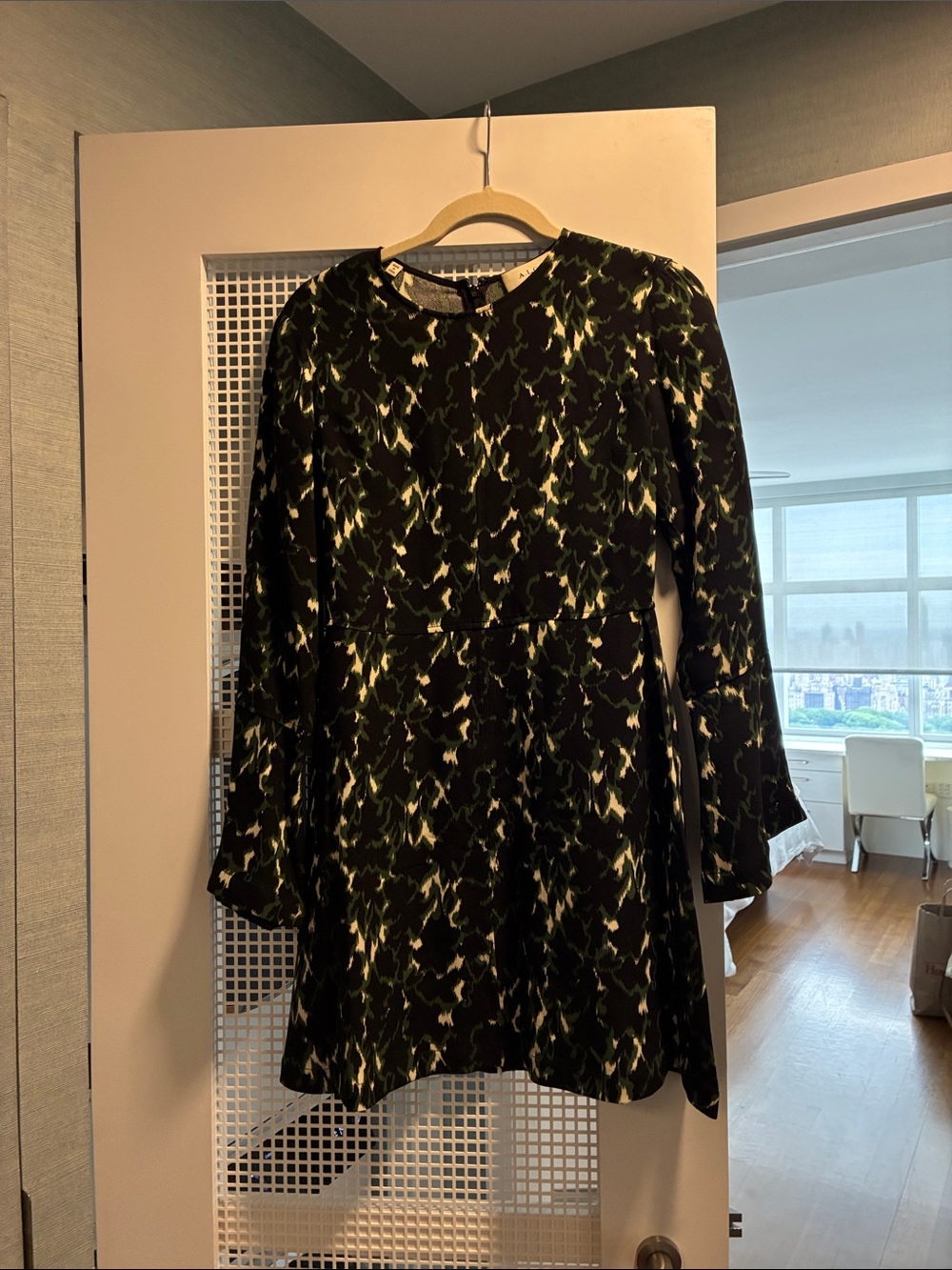 A.L.C. Black Floral-Print Long Sleeve Mini Dress